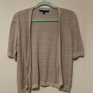 Small cardigan, tan/beige no buttons Like New. Brand : Apt. 9